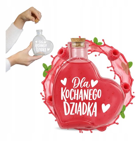 Bimberek - Glazen Hartvormige Fles - 250ml - Geschenk voor Grootouders - Met Kurk — afbeelding 3