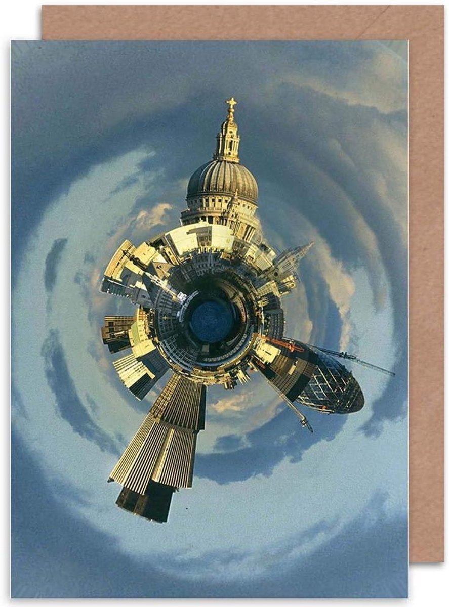Wenskaart Skyline - Geboortekaartje Fotokaart - Persoonlijke Boodschap - Duurzaam Gevonden Kaart - 175 x 125 cm - Blauw