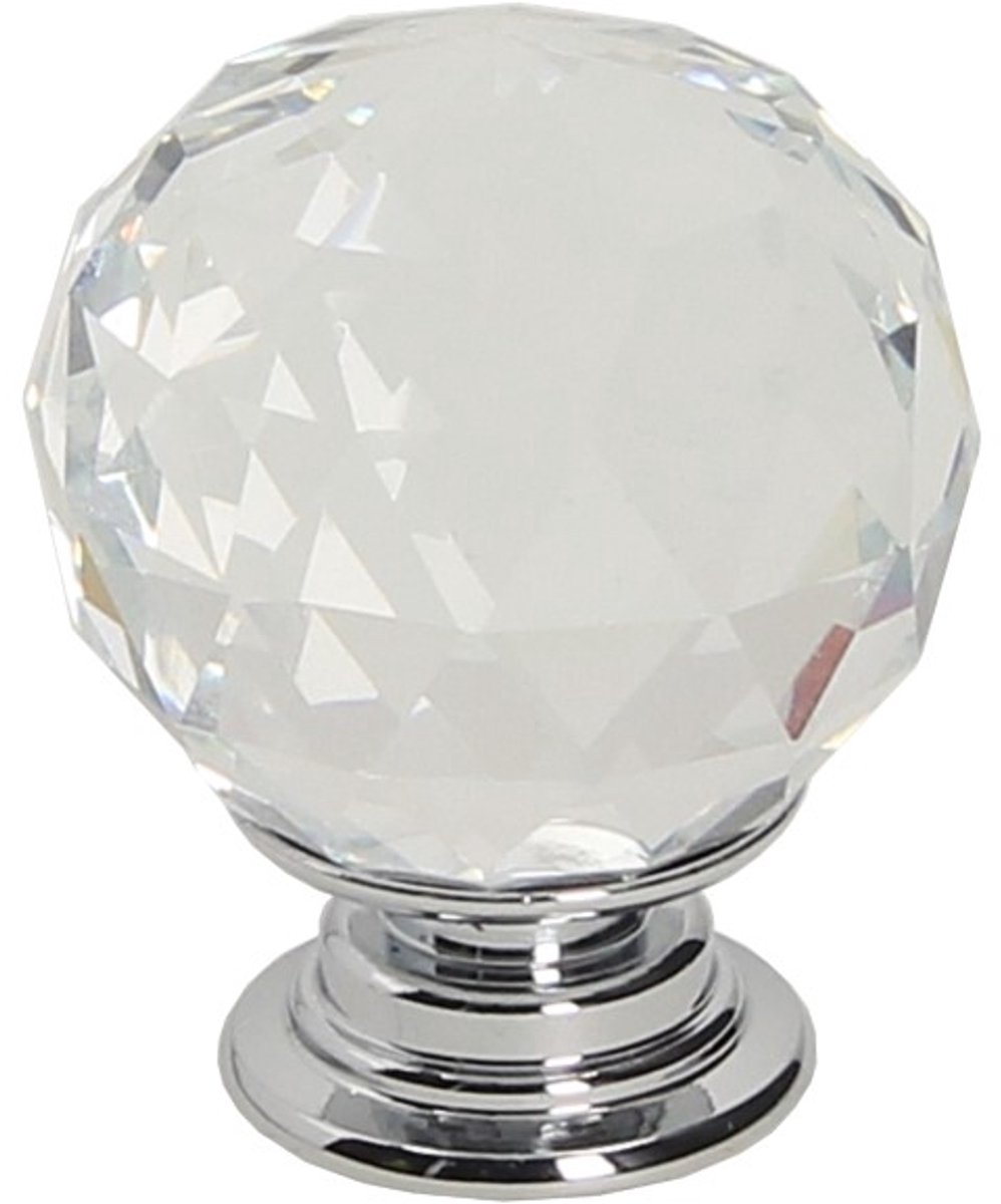 Gamet - Meubelknop - Kristallen Knop - Metaal Voet - 30mm