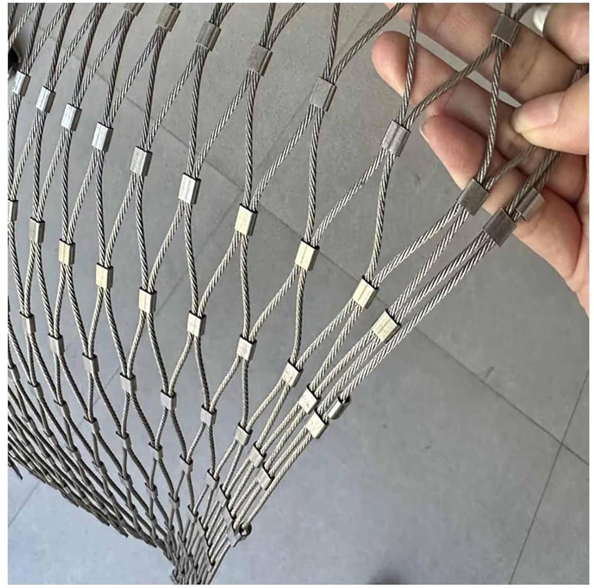Roestvrij Staal Touwnet - Veiligheidsnet Balustrade - Valbeveiliging Buiten - Fijn Geweven Staalkabel - 8cm 2mm 0.8x7m - Zilver