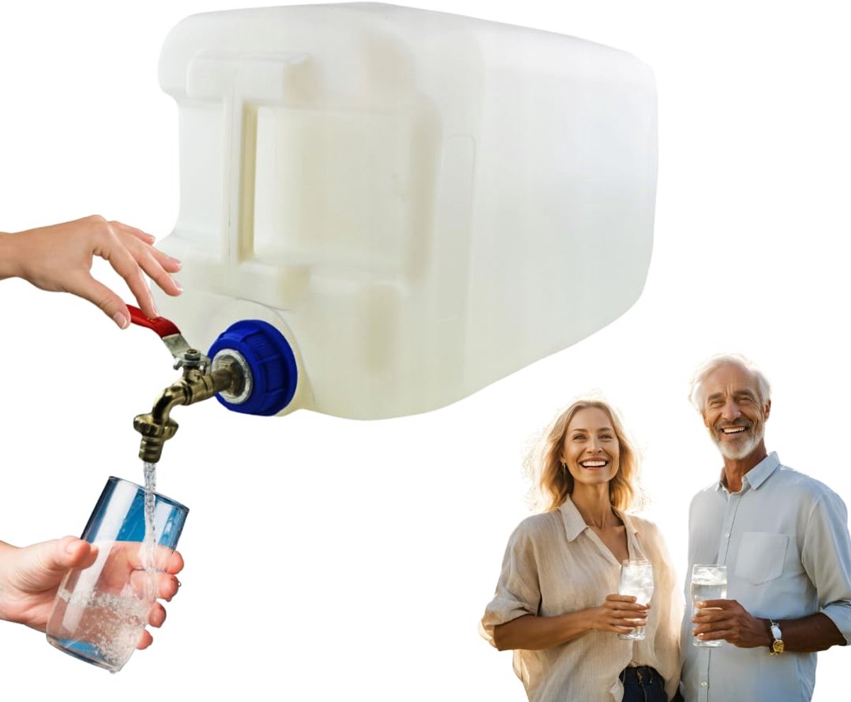 Anwicar Jerrycan voor Water - 30 L - Watercontainer met Kraantje en Dop - Waterdispenser Camping - Wit