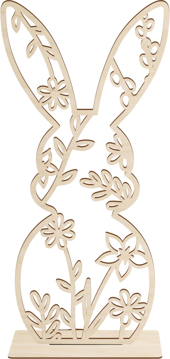 SMX Design - Houten Paasfiguur - 20cm - Laser Gesneden - Stabiele Basis