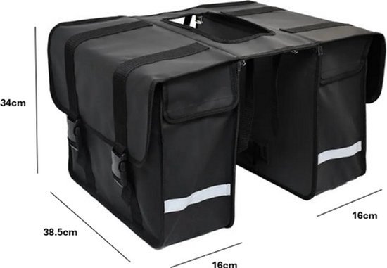 Rieba® Dubbele Fietstas 42 Liter - Electrische fiets - Stadsfiets - Reflectoren - Blauw - Waterdicht - Tarpaulin - Universele Bevestiging — afbeelding 4