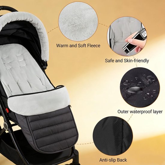 2 in 1 Universal Stroller Cushion Bunting Bag Removable Windproof Footmuff Toddler Warm Stroller Seat Cushion Outdoor Thicken Cushion Kids Warm Leg Protector Bag Stroller Liner — afbeelding 2