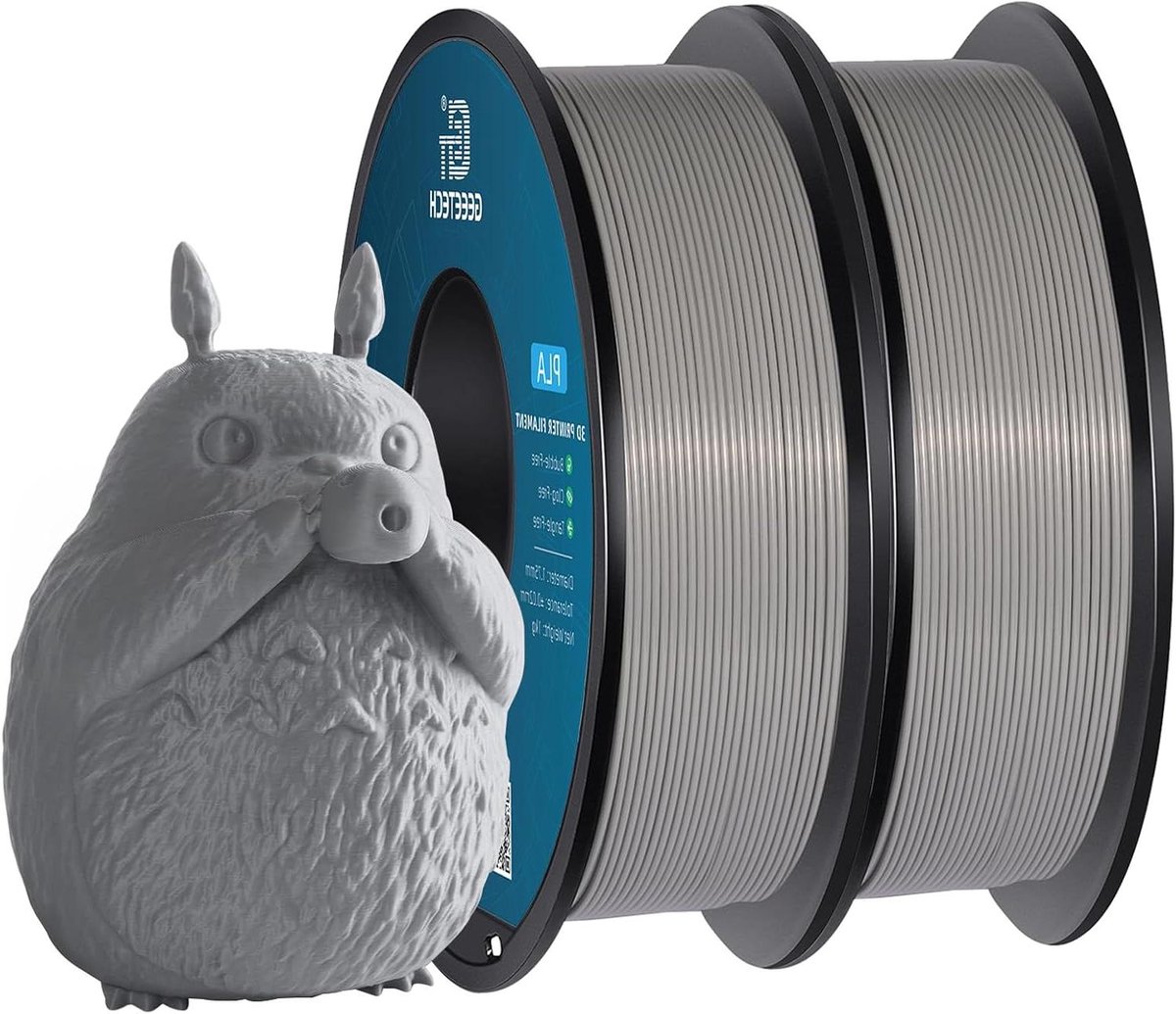 GEEETECH PLA filament nieuw grijs, 2 x 1 kg spoel voor 3D-printer