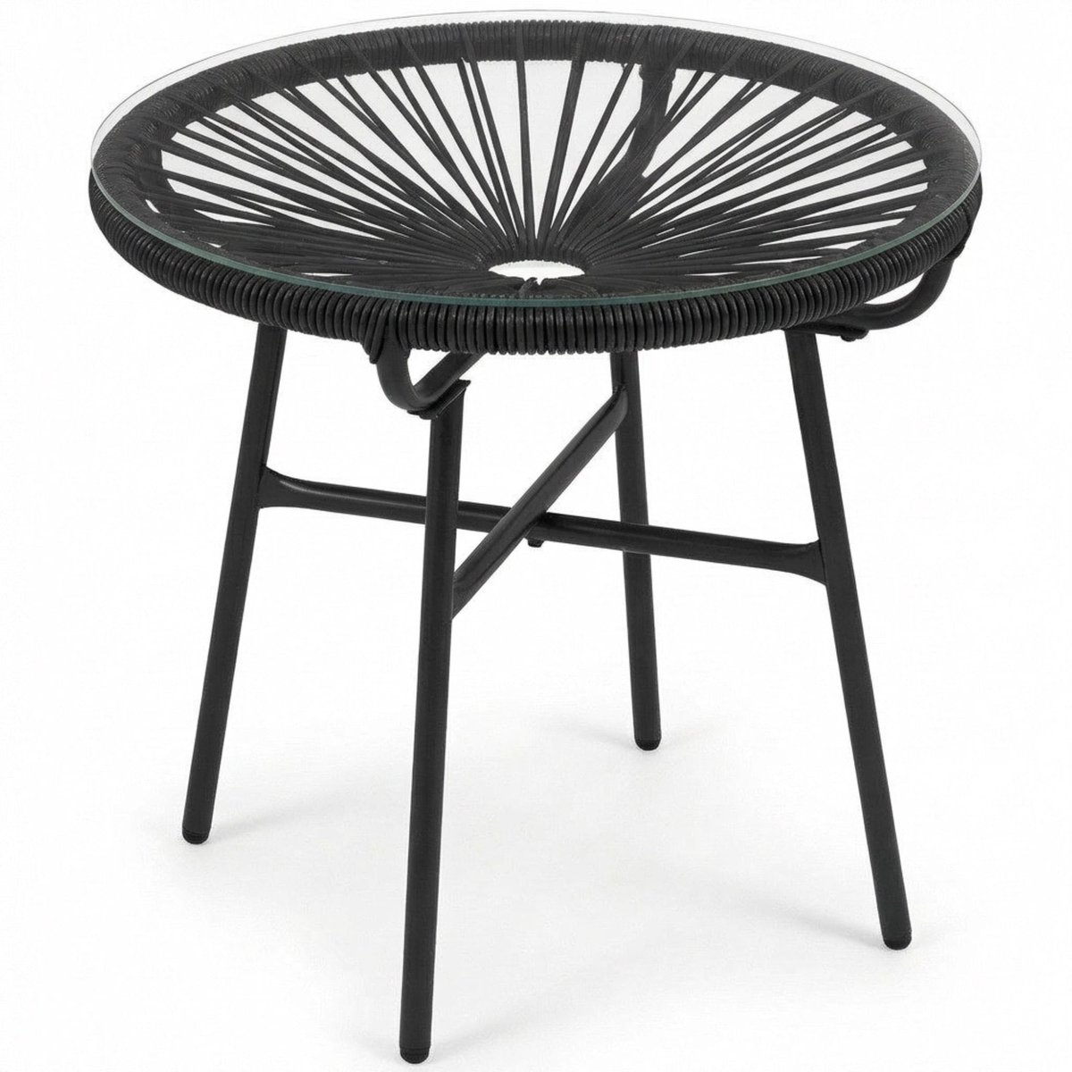 Ronde tuintafel boho style - Salontafel rond - Bijzettafel - Tafel - Zwart - 50 cm x 50 cm x 50 cm