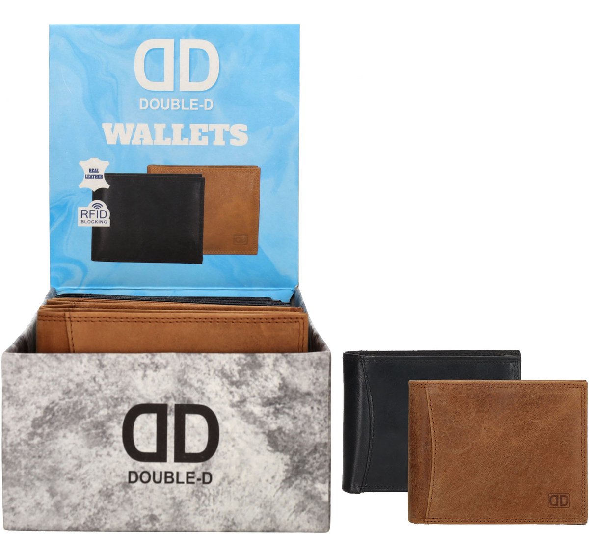 Double-D Da Vinci Portemonnee - Leer - RFID - Pasjes - Muntgeld - Veilig - Compact