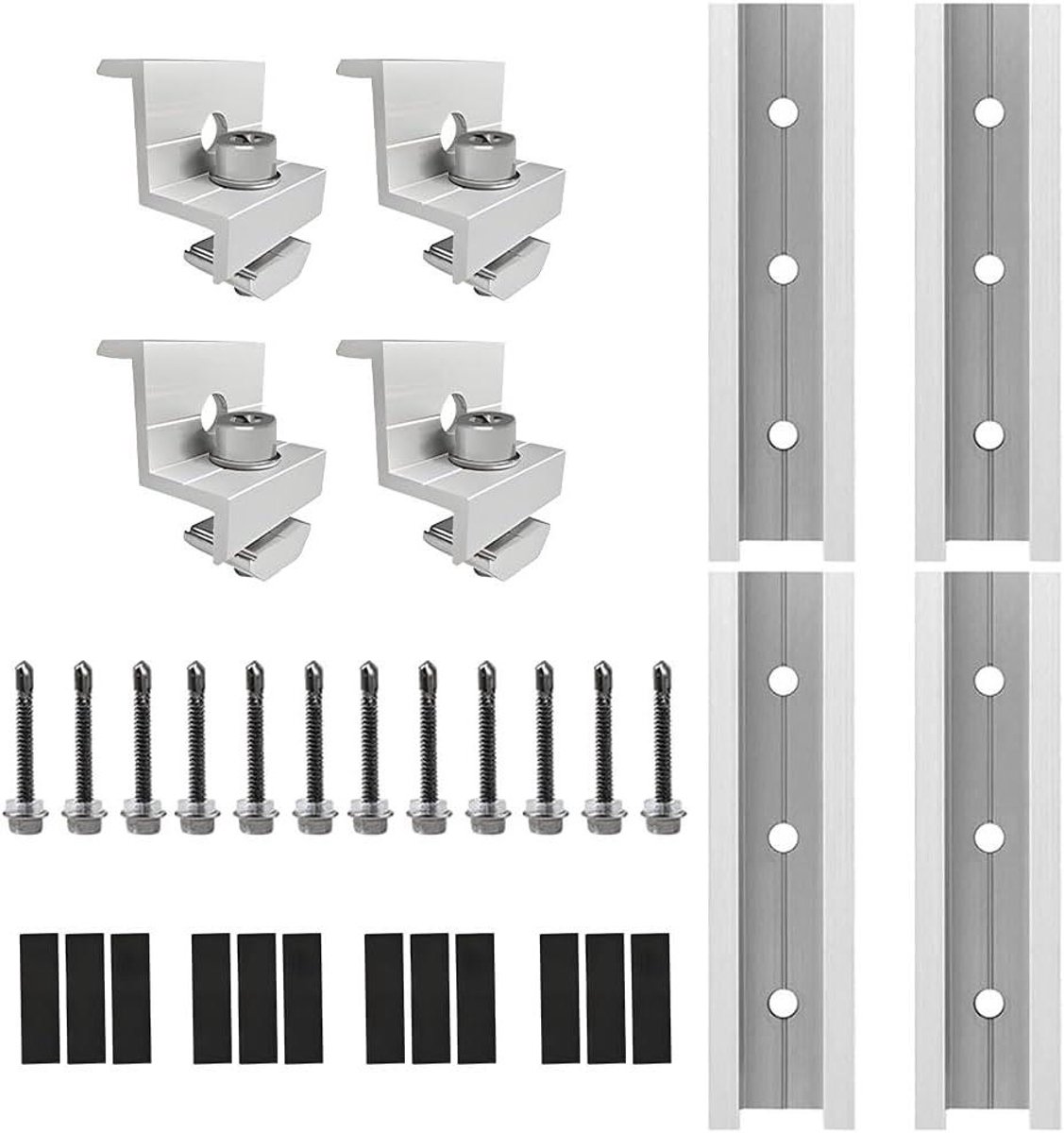 Zonnepaneel Montageset - PV Rail Kit - Dak Installatie - Aluminium Legering - 200 mm Rail - Zilver