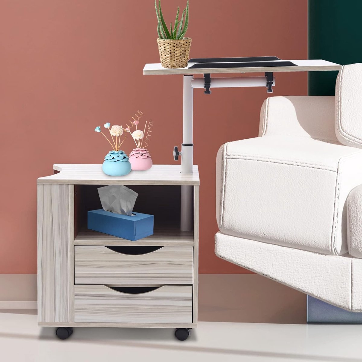 Laptoptafel op Wielen - Bijzettafel - Bedbureau - Laptop accessoire