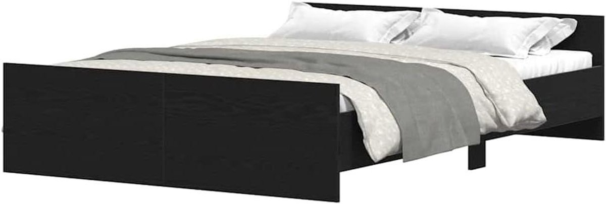 Bedframe - Bedonderstel - Goede Nachtrust - Bewerkt Hout - 135x190 cm - Zwart Eiken