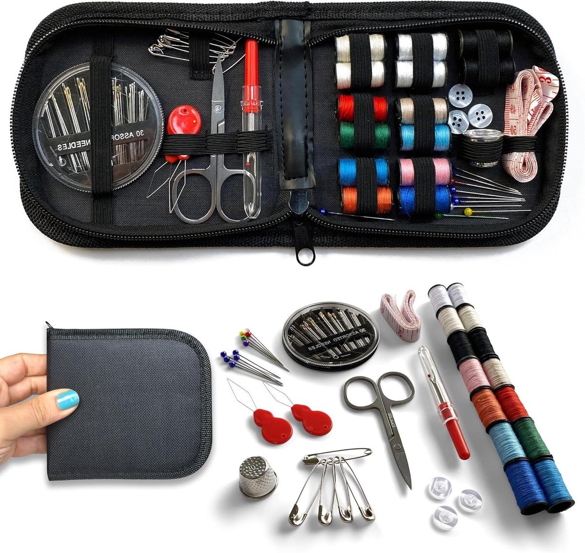Naaiset Beginners Kit - Naaisets Naaikist - Kleding Repareren - Complete Set - 68 Stuks - Multicolor
