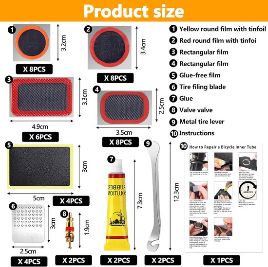 Fietsband Reparatiekit - Bandenplak Set - Fietsbanden Repareren - 44 Delige Set - S - Zwart — afbeelding 5