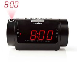 Nedis Wekkerradio - Projectie - AM / FM - Snoozefunctie - Slaaptimer - Dual Alarm - Zwart
