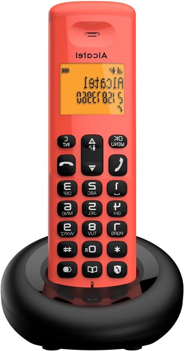 Draadloze DECT Telefoon - Huistelefoon Vast Bellen - Ongewenste Oproepen Blokkeren - Speciale Blokkeerknop - 50 Nummers - Rood