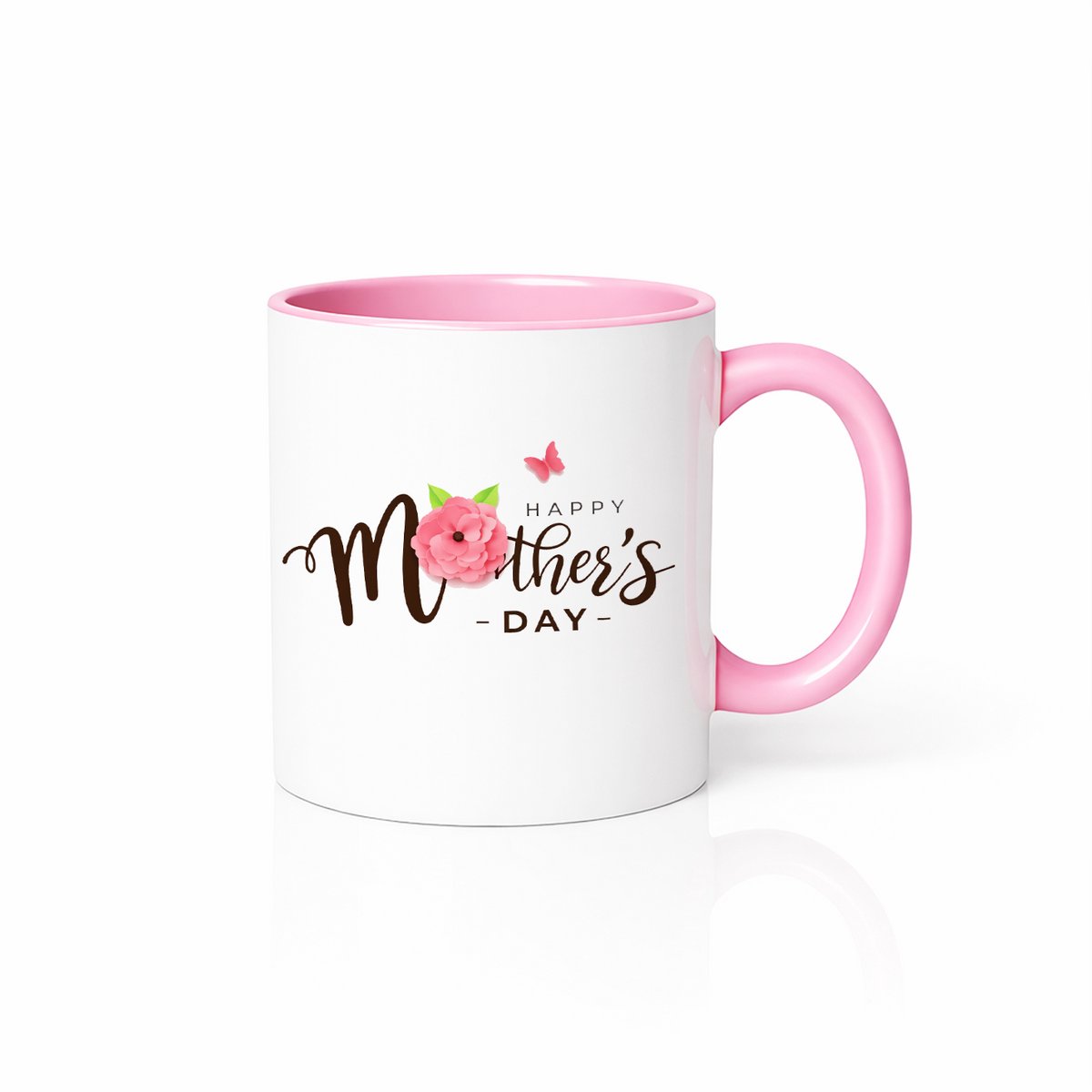 Moederdag Mok met Roze Accent en Bloemen Design - Cadeau voor Mama