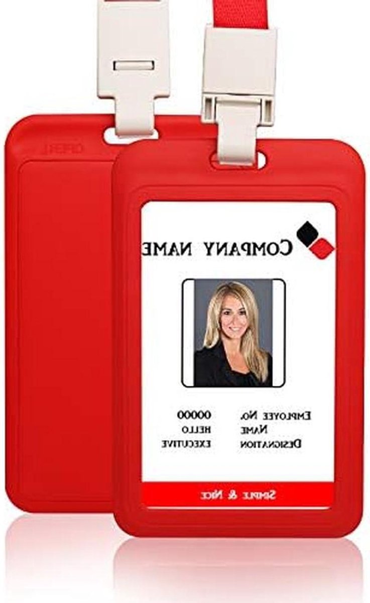 ID-kaart badgehouder - Naamplaatje houder - Veilig ID bewaren - Waterdicht en stofdicht ontwerp - 70x111mm - Rood