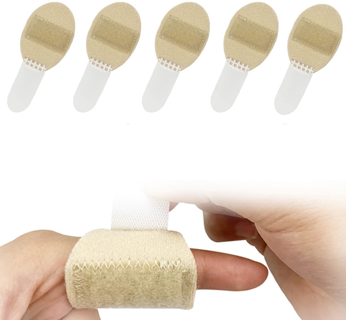 Neopreen vingerclip houder - bescherming tegen beschadigde vingers, scheuren en letsel (beige)
