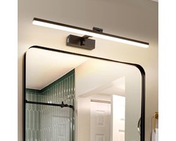 MantoLite LED Wandlamp, Dimbaar Verlichting Slaapkamer Nachtkastje Leeslamp Wandkandelaar Met Verstelbare Lichtkop,Badkamer Spiegel Licht Voor Woonkamer Trappen(Zwart Afwerking,16W, 80cm)