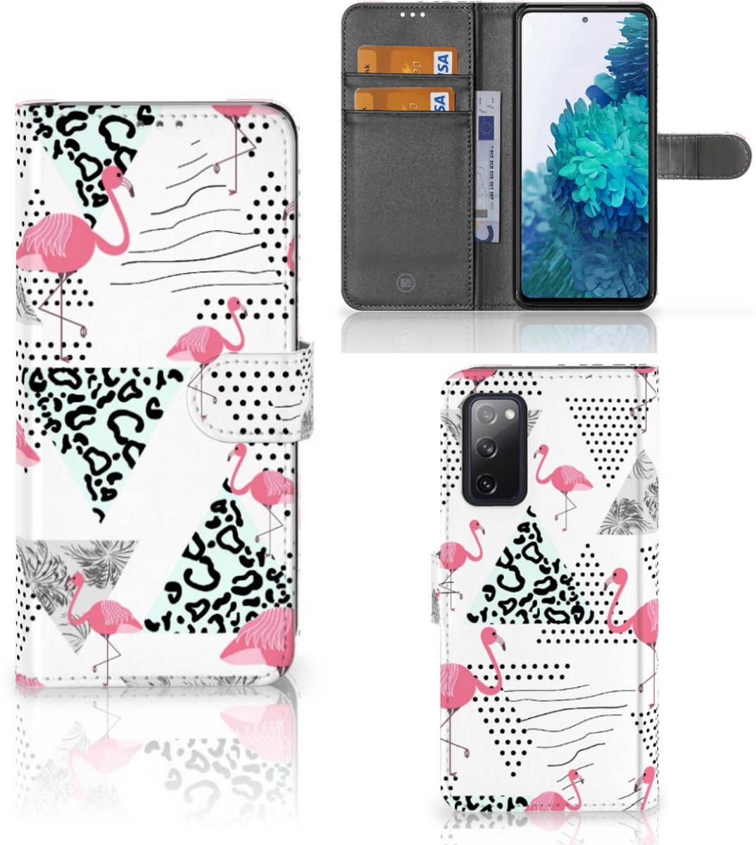Samsung Galaxy S20 FE Telefoonhoesje met Pasjes Flamingo Triangle