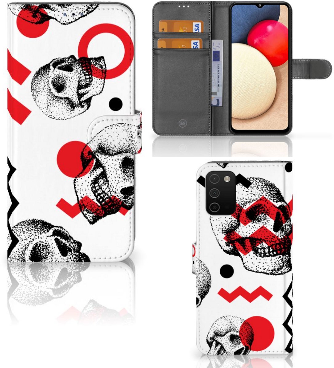 Telefoonhoesje met Naam Samsung Galaxy A03s Skull Red
