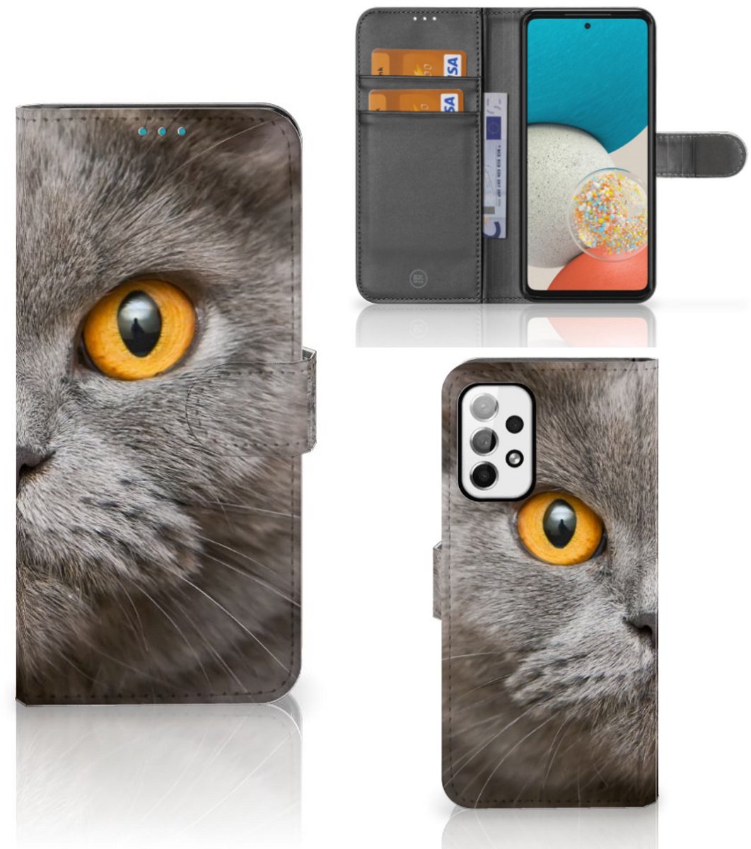 Book Case voor Telefoonhoesje met Pasjes Samsung Galaxy A73 5G Britse Korthaar
