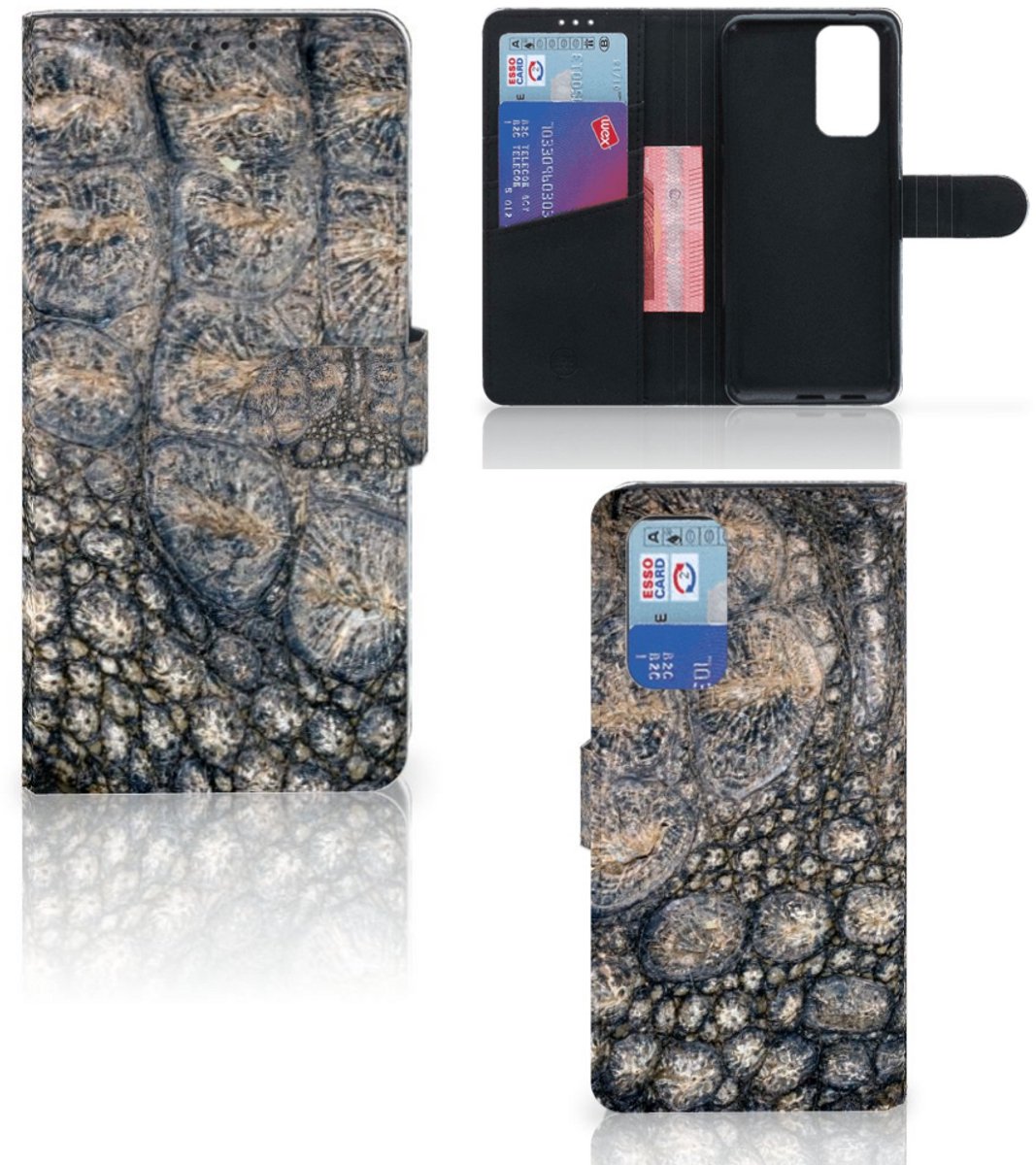 OnePlus 9 Pro Telefoonhoesje met Pasjes Krokodillenprint
