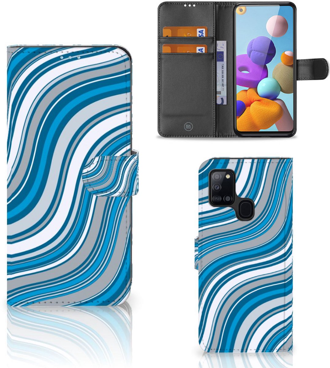 Samsung Galaxy A21s Telefoon Hoesje Waves Blue
