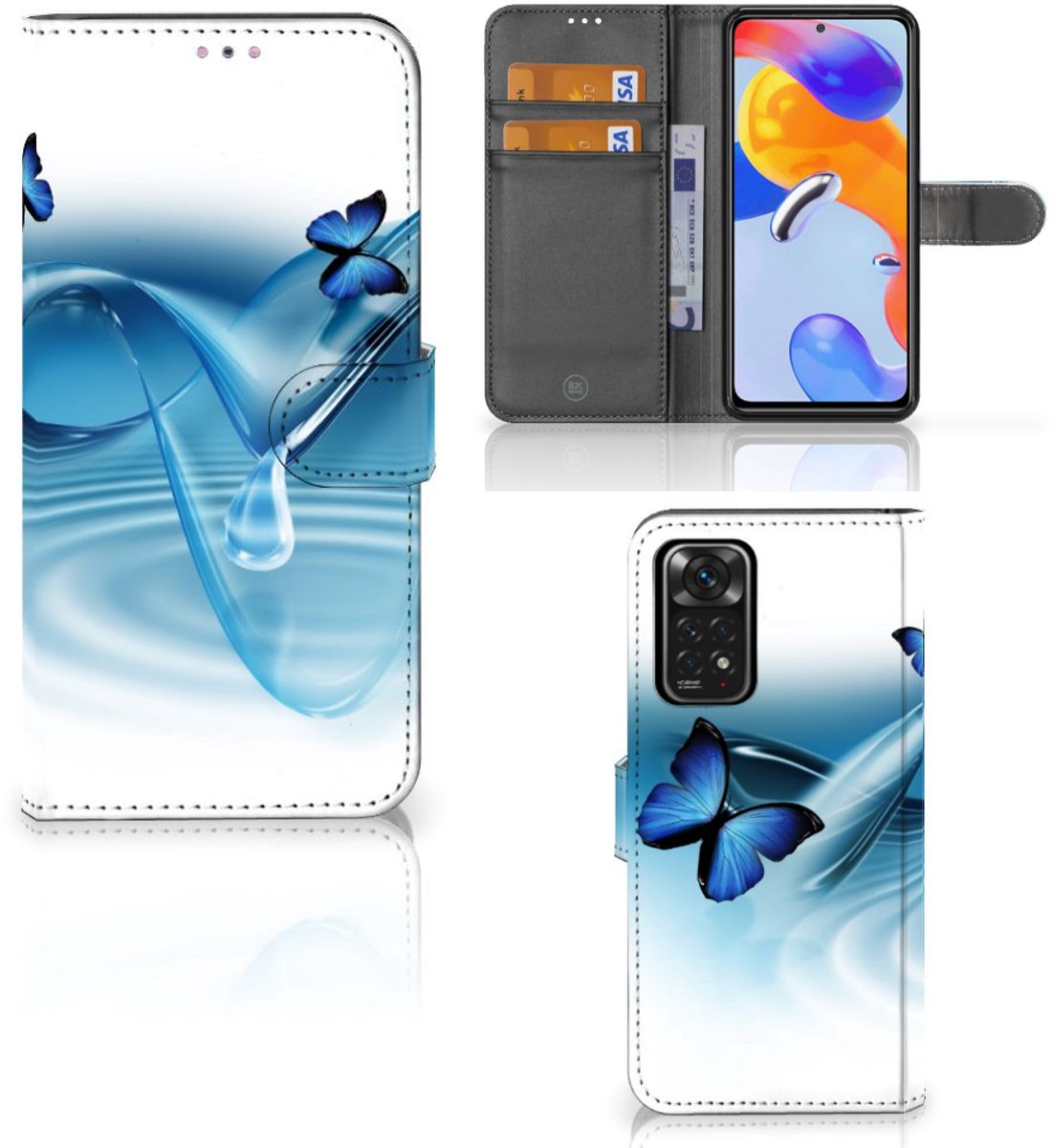 Xiaomi Redmi Note 11 Pro 5G/4G Telefoonhoesje met Pasjes Vlinders