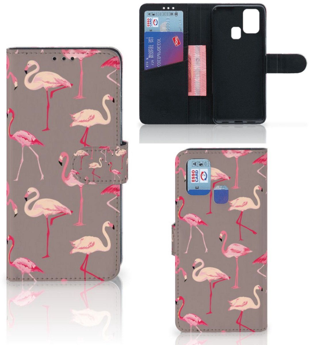Samsung Galaxy M31 Telefoonhoesje met Pasjes Flamingo