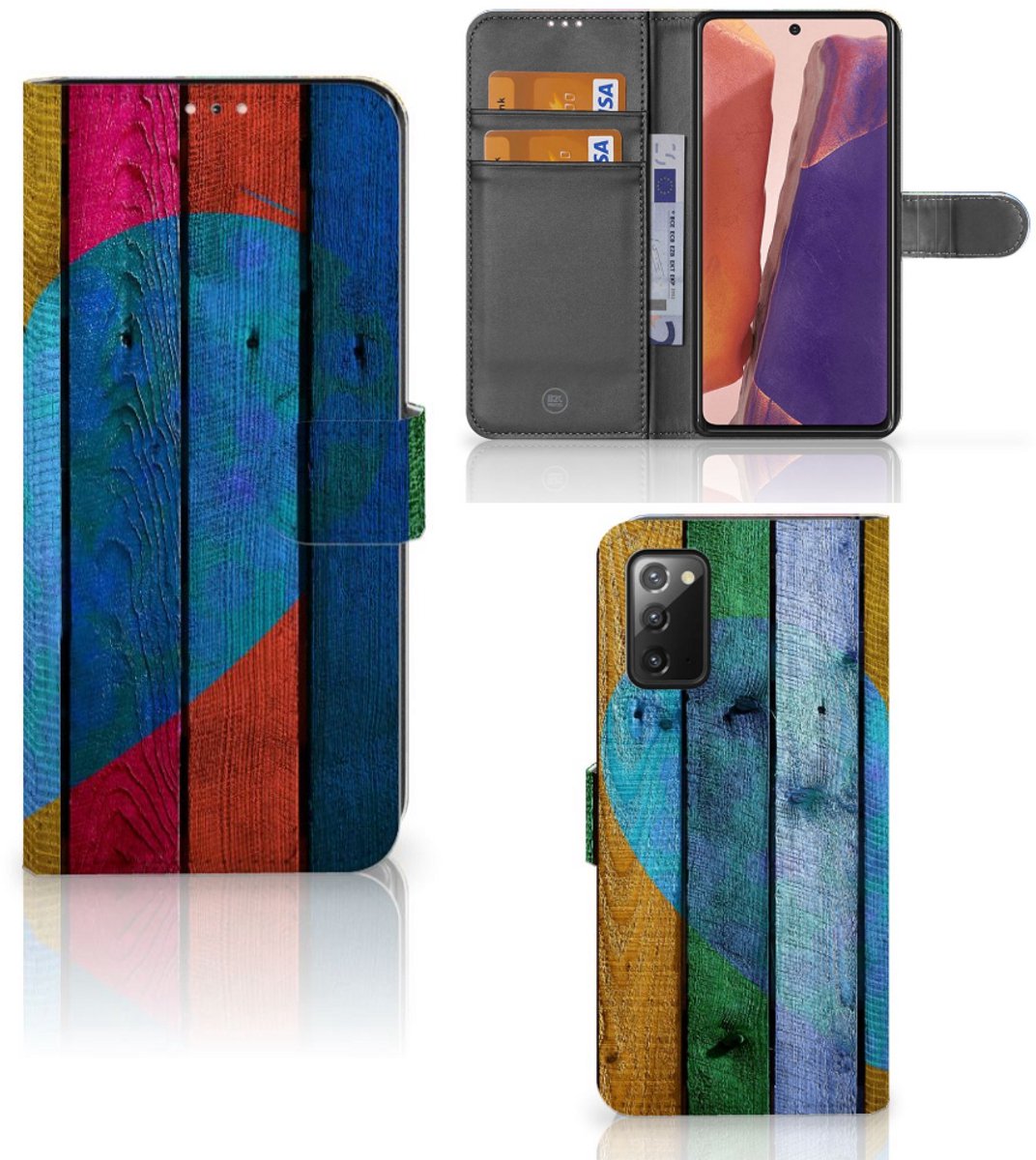 Samsung Galaxy Note 20 Book Style Case Wood Heart - Cadeau voor je Vriend
