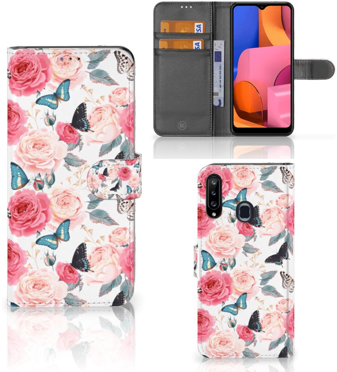 Samsung Galaxy A20s Hoesje Butterfly Roses