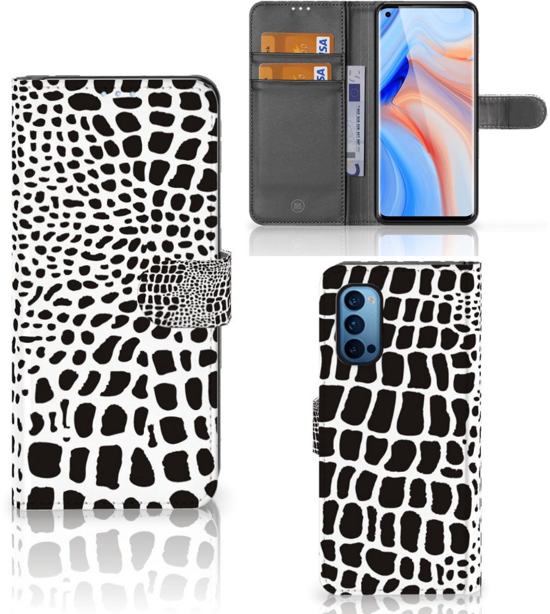 OPPO Reno 4 Pro 5G Telefoonhoesje met Pasjes Slangenprint