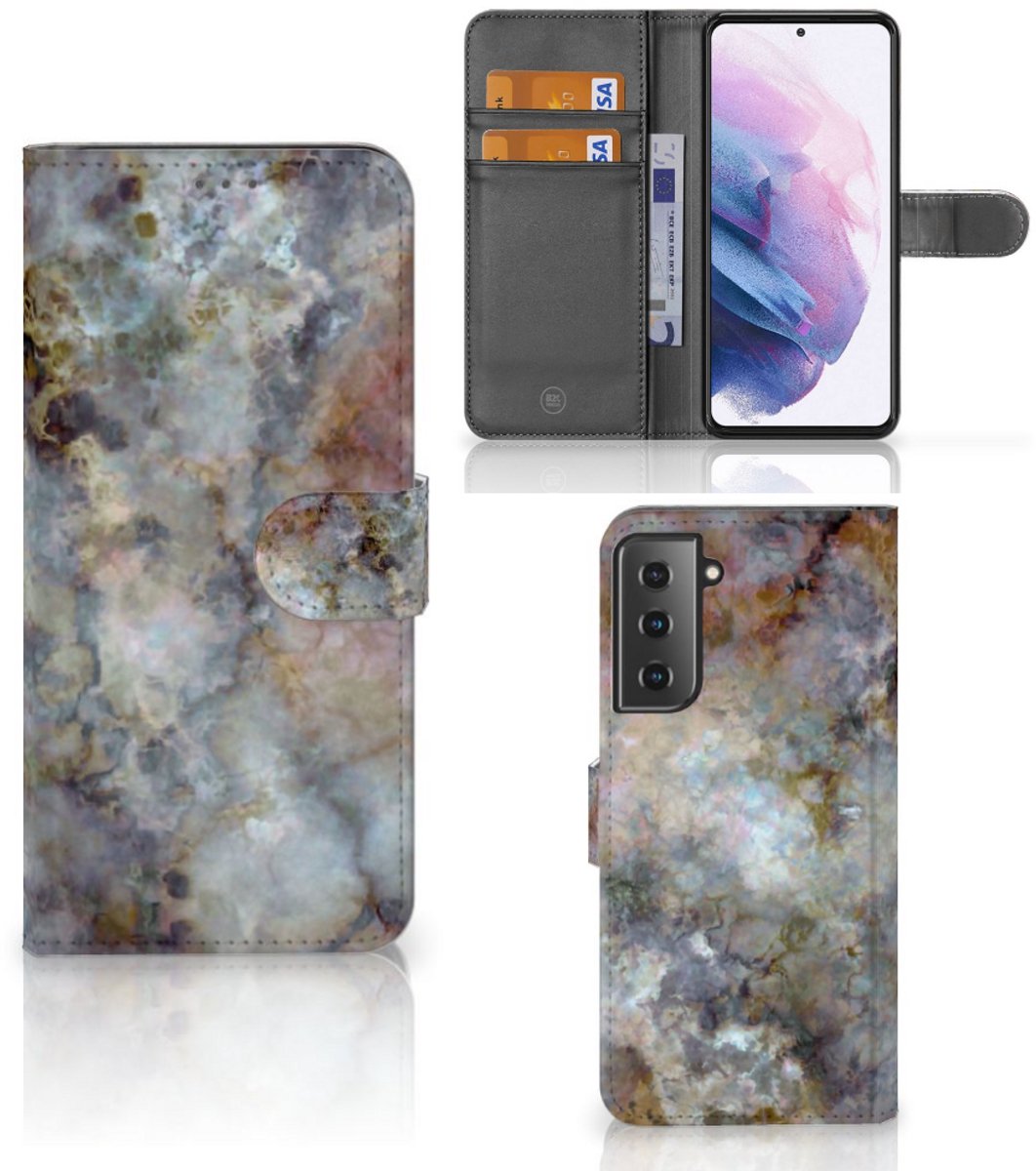 Samsung Galaxy S21 Plus Bookcase Marmer Grijs