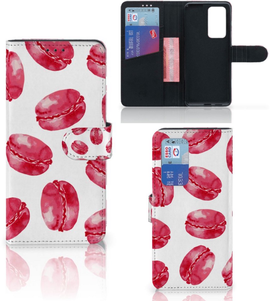 Huawei P40 Pro Book Cover Pink Macarons