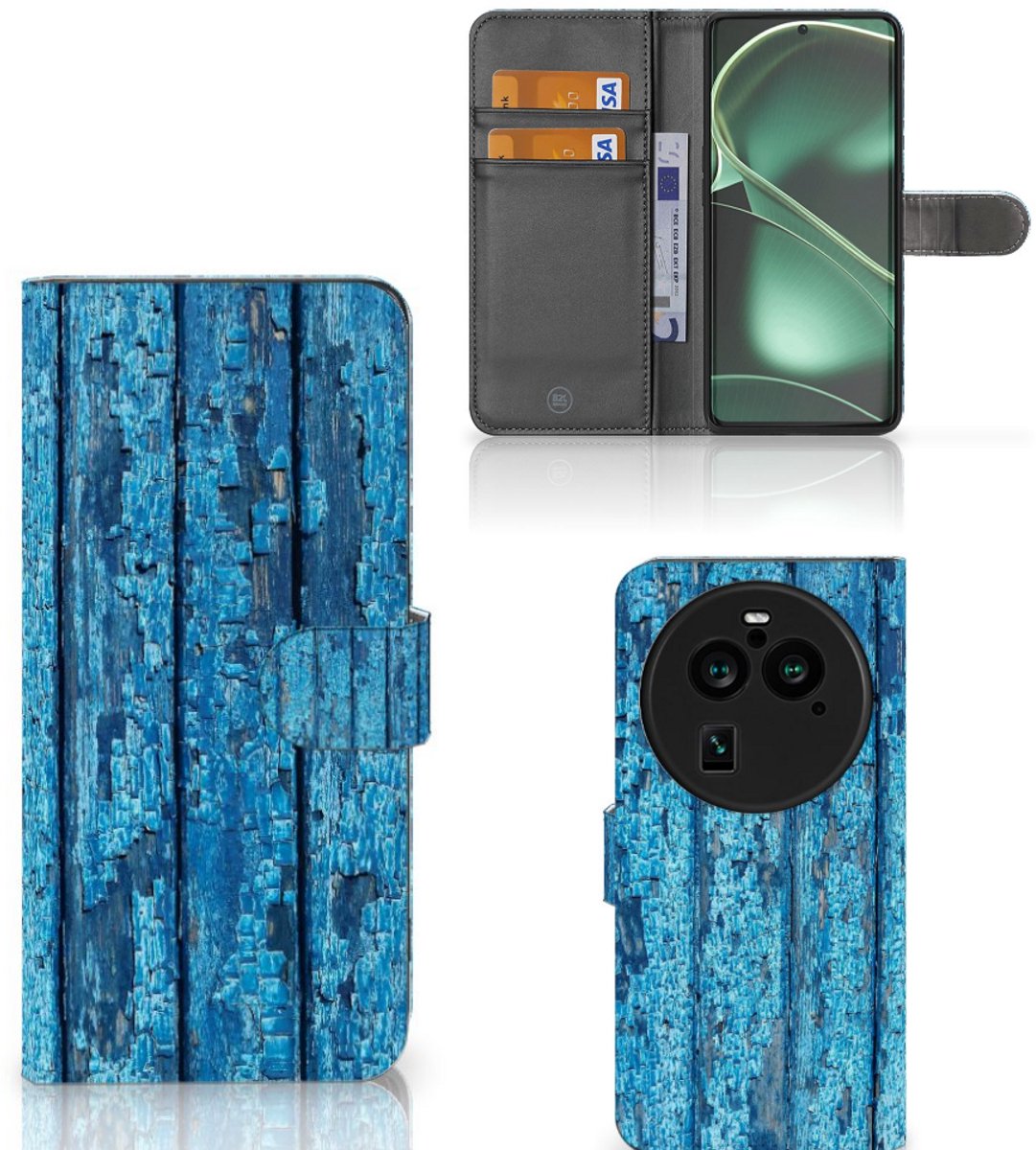 OPPO Find X6 Pro Book Style Case Wood Blue