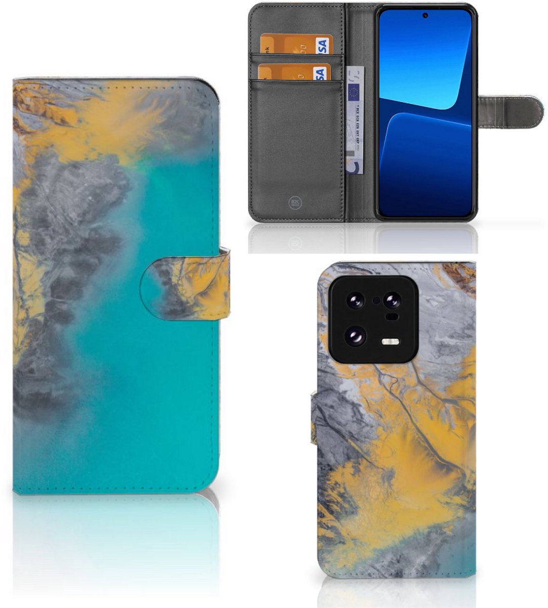 Xiaomi 13 Pro Bookcase Marble Blue Gold