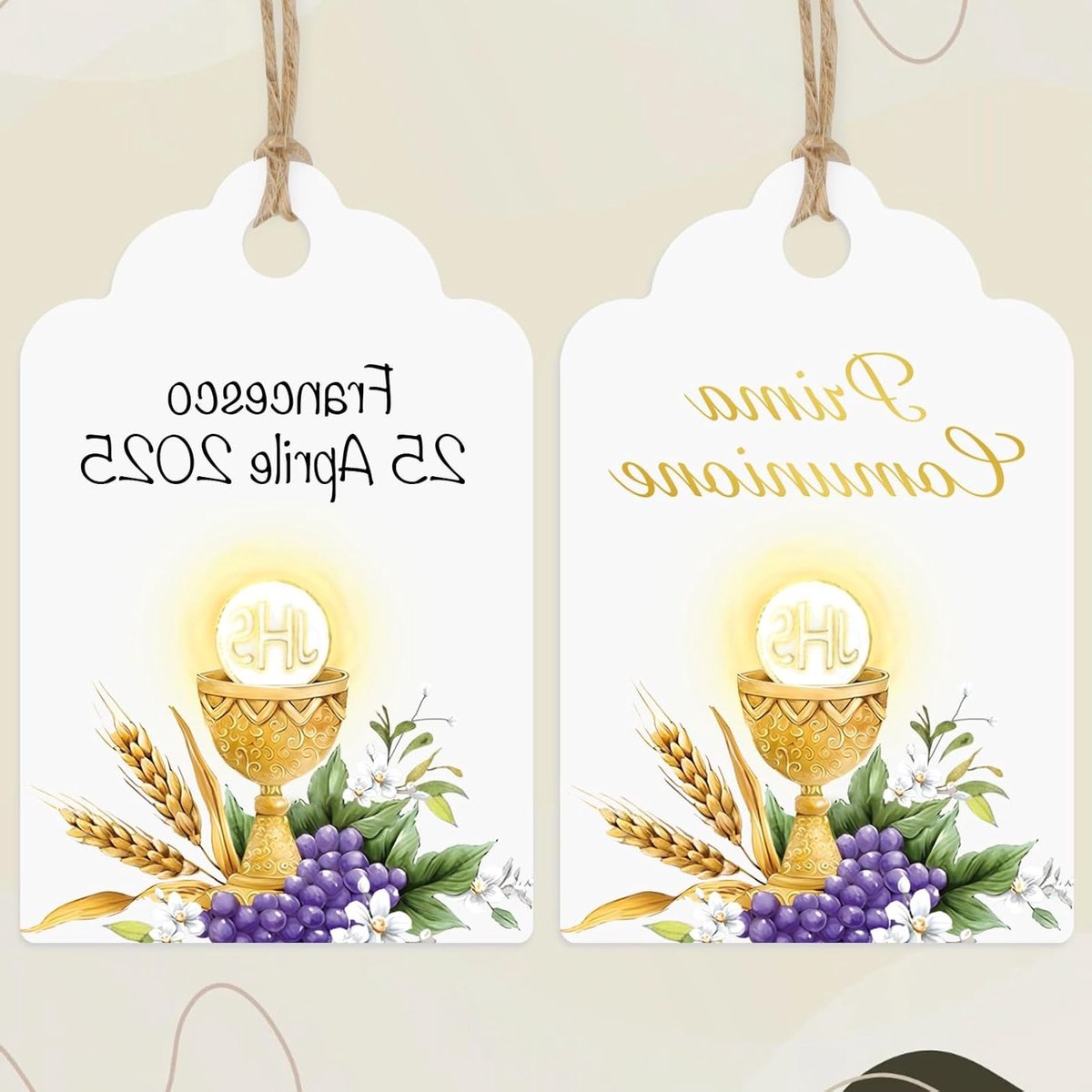Gift Tags voor Communie - Set van 60 Christelijke Cadeaulabels - Italiaanse Pendant Labels - Perfect voor Bevestiging en Speciale Gelegenheden