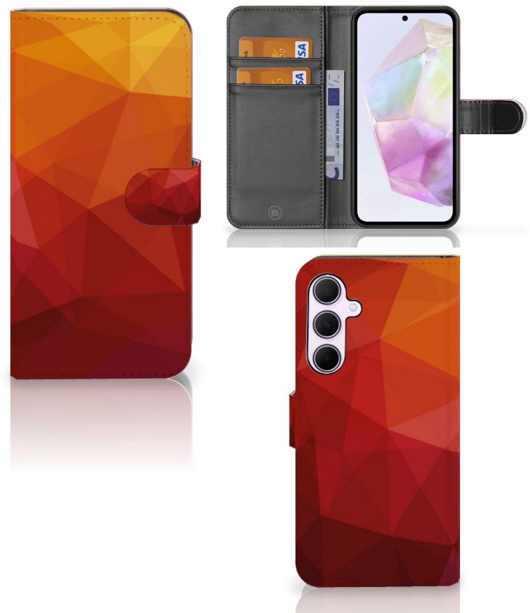 Book Case voor Samsung Galaxy A35 Polygon Red