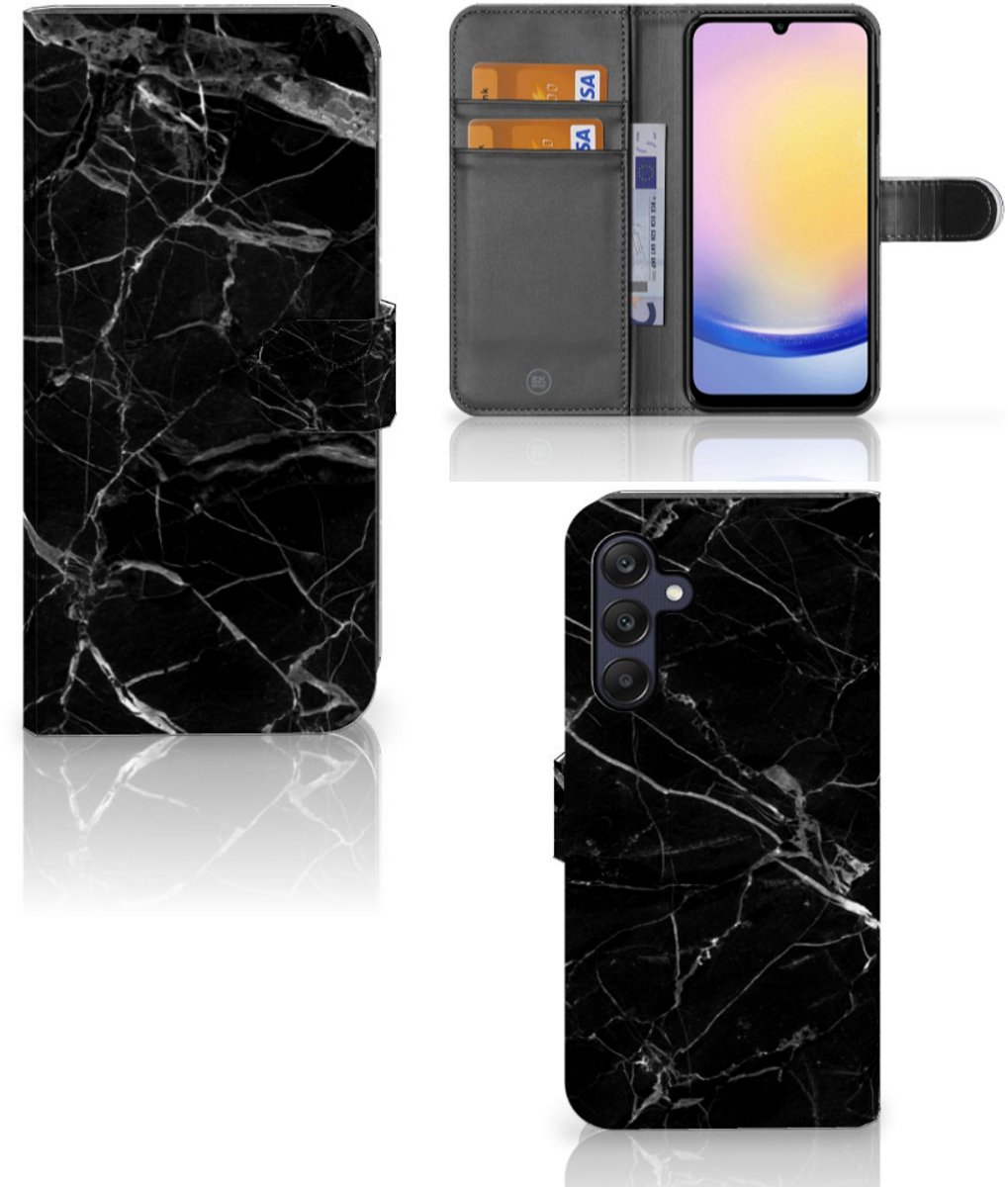 Samsung Galaxy A25 Bookcase Marmer Zwart - Origineel Cadeau Vader