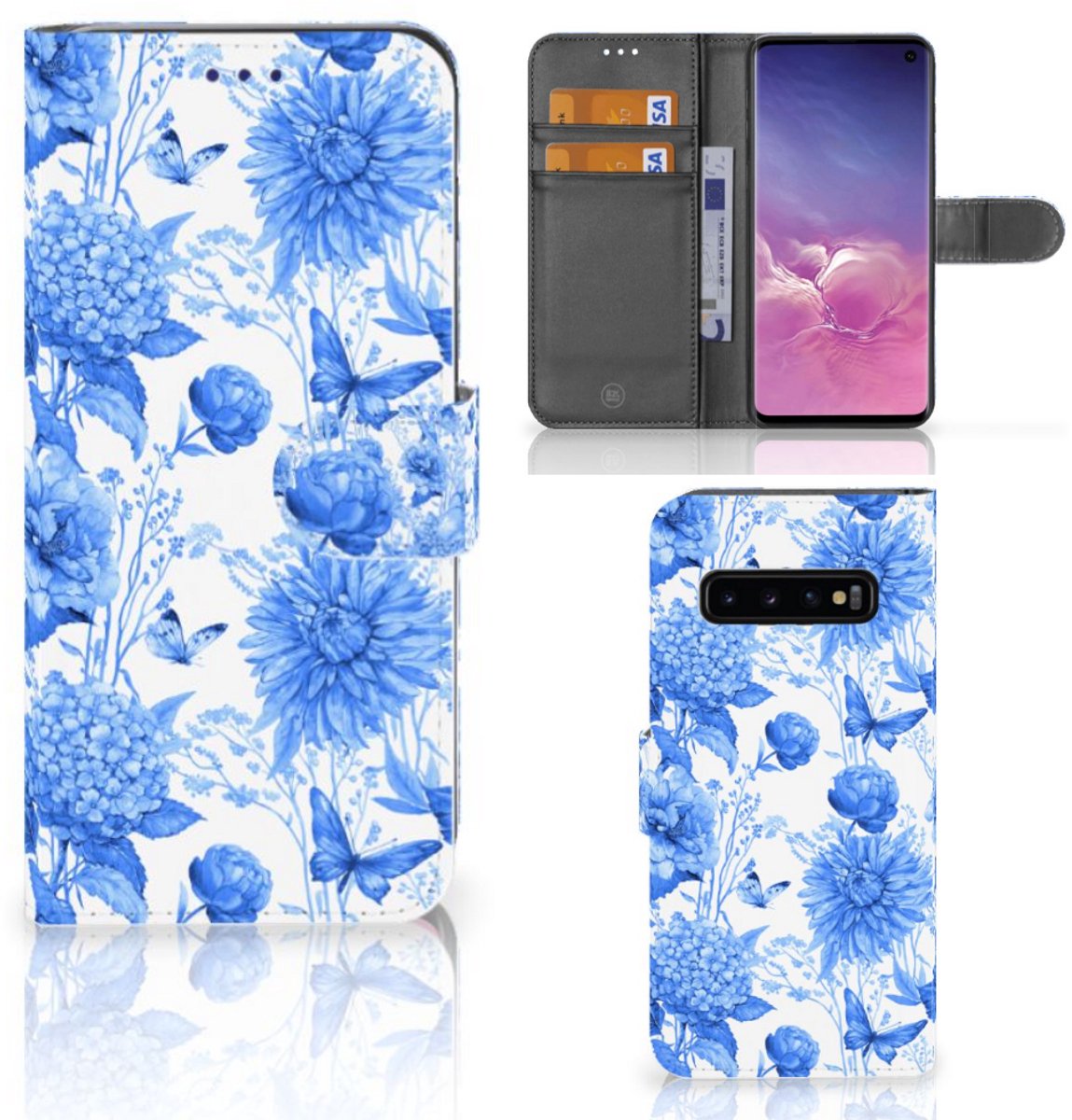 Book Case voor Hoesje voor Samsung Galaxy S10 Flowers Blue