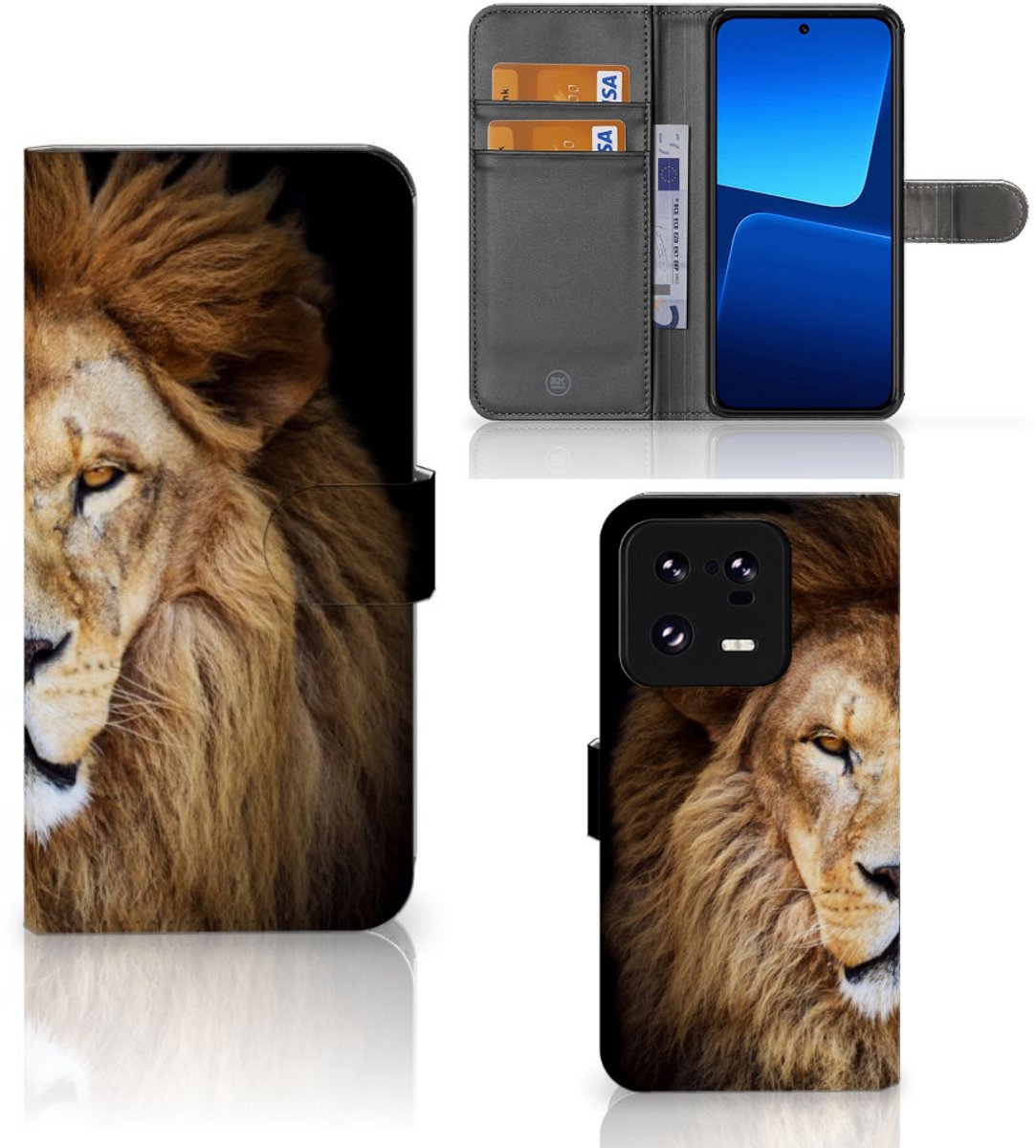 Xiaomi 13 Pro Telefoonhoesje met Pasjes Leeuw