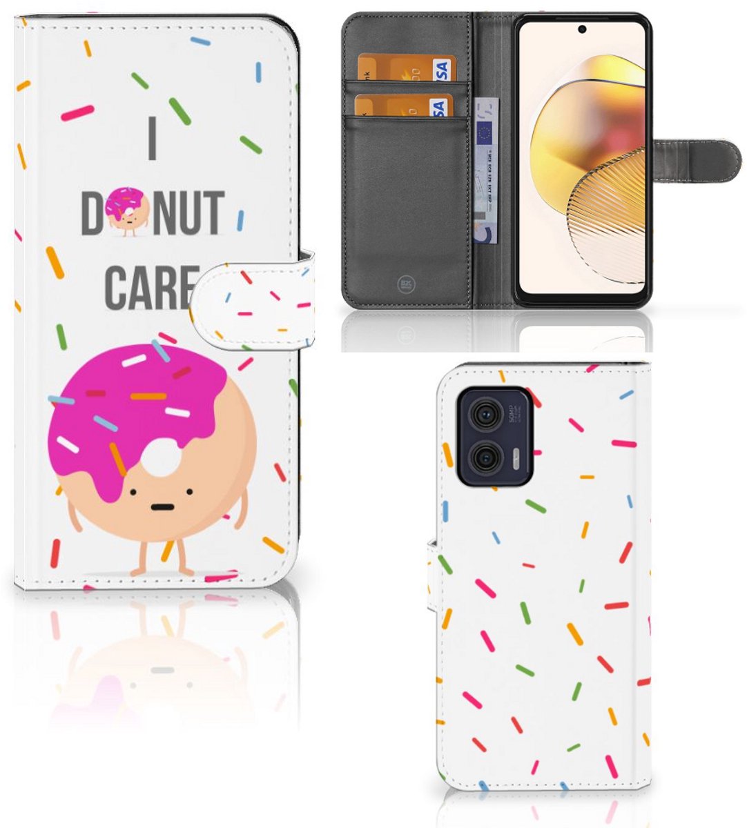 Motorola Moto G73 Book Cover Donut Roze
