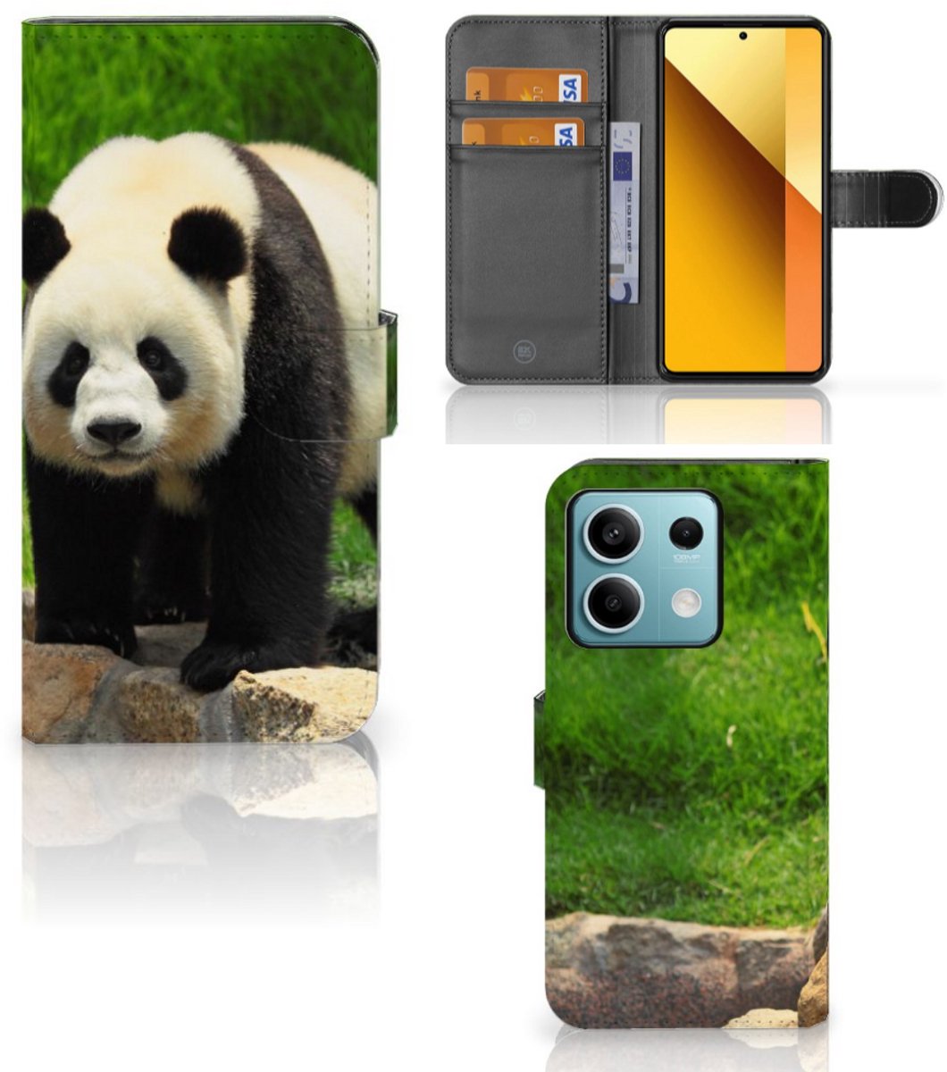 Xiaomi Redmi Note 13 5G Telefoonhoesje met Pasjes Panda