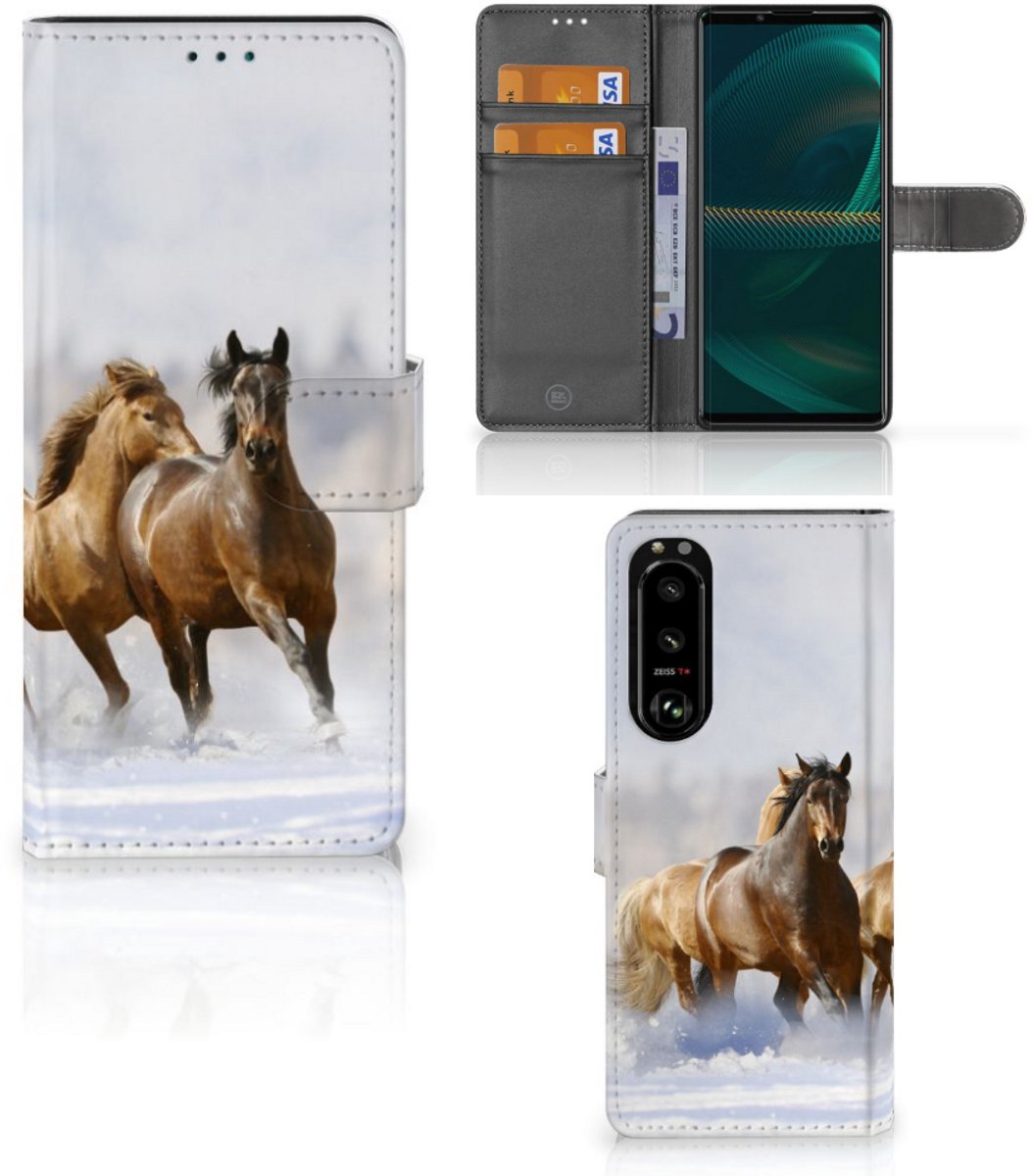 Sony Xperia 5III Telefoonhoesje met Pasjes Paarden