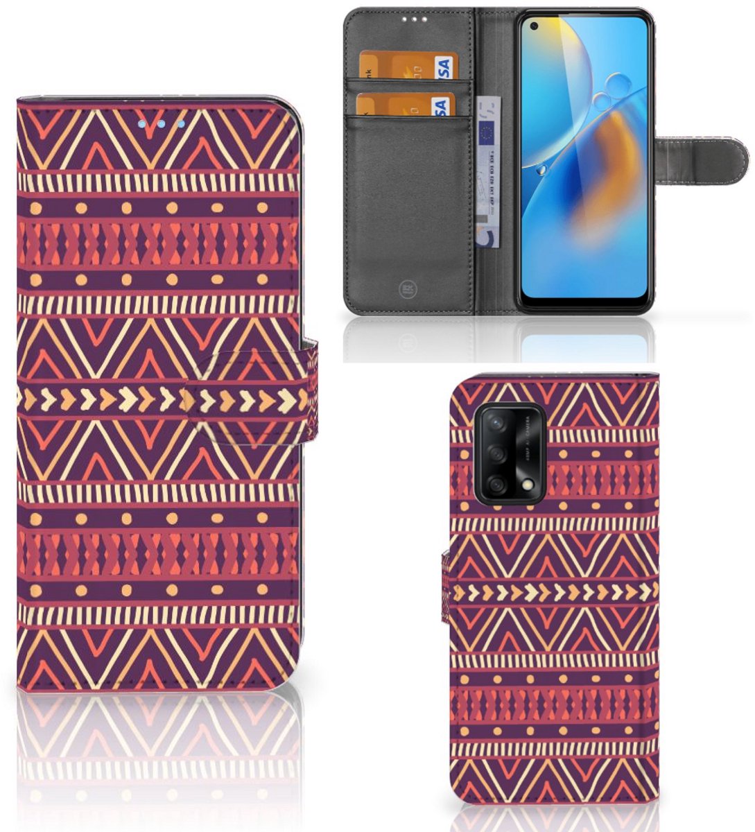 OPPO A74 4G Telefoon Hoesje Aztec Paars