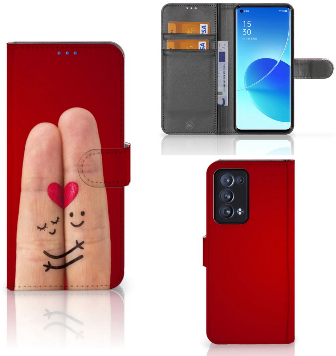 OPPO Reno 6 Pro Plus 5G Wallet Case met Pasjes Liefde - Origineel Romantisch Cadeau