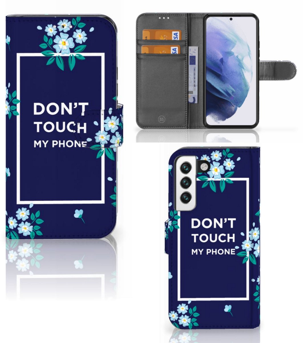 Samsung Galaxy S22 Portemonnee Hoesje Flowers Blue DTMP