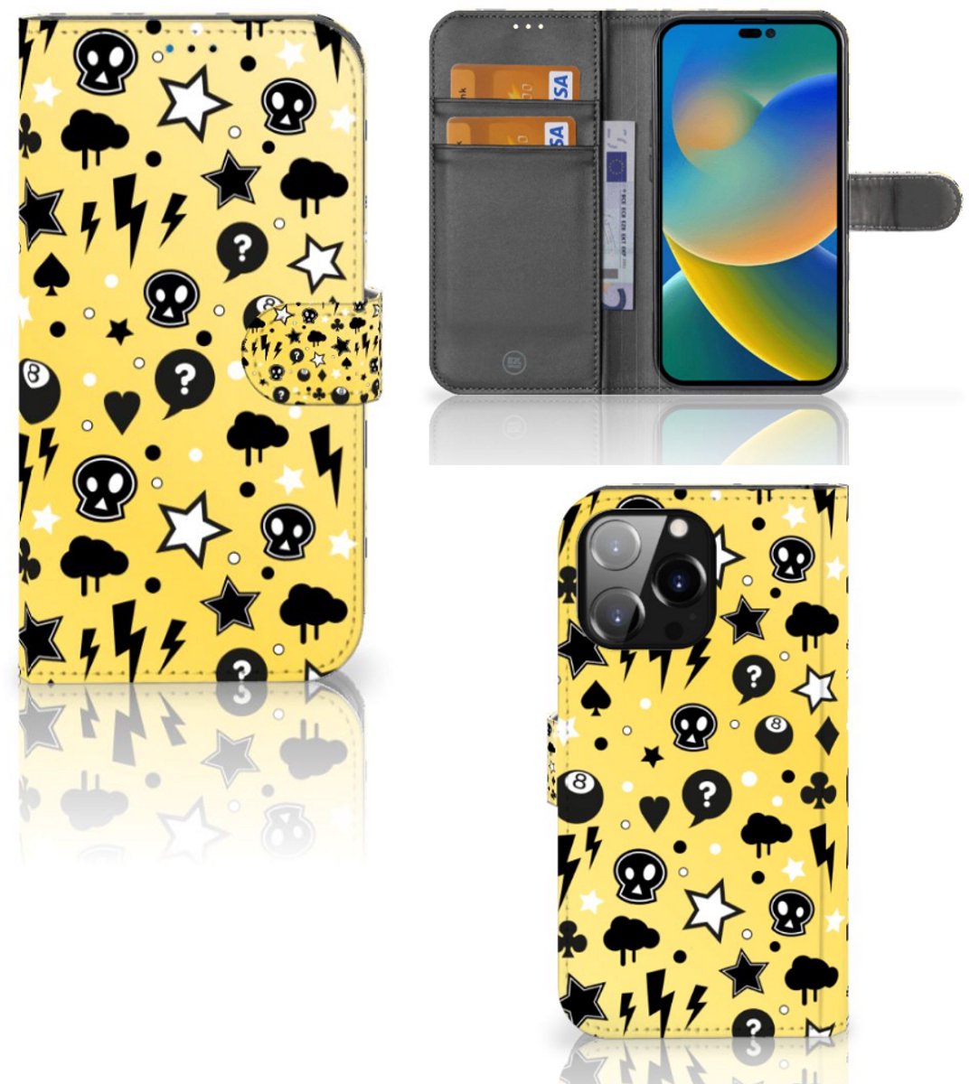 Telefoonhoesje met Naam iPhone 14 Pro Max Punk Geel