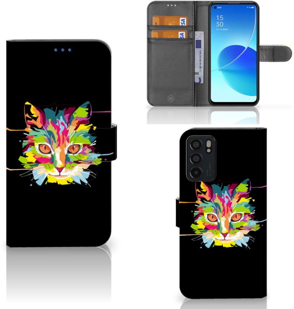 OPPO Reno6 5G Leuk Hoesje Cat Color