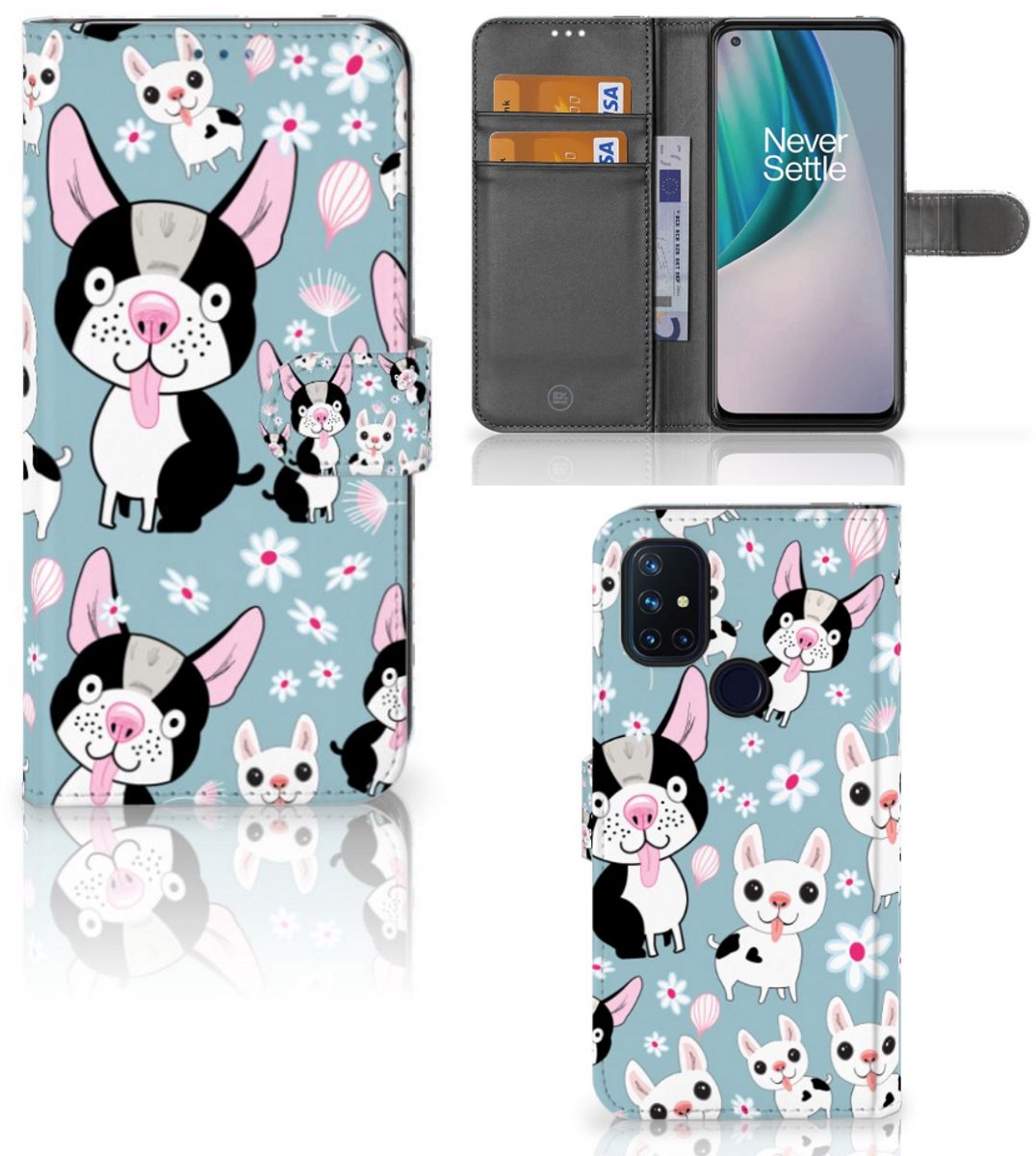 OnePlus Nord N10 Telefoonhoesje met Pasjes Hondjes